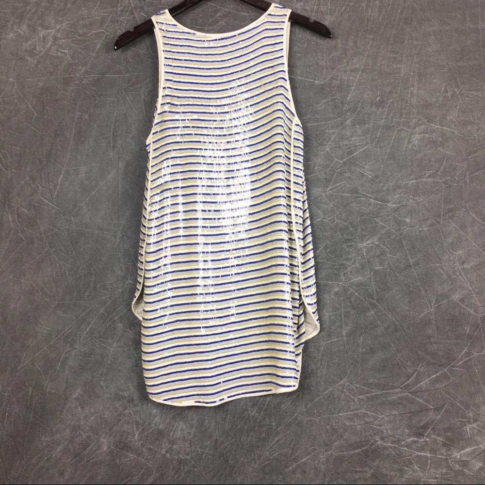 Theory Semra sequin striped silk overlay top NWT - Picture 2 of 8